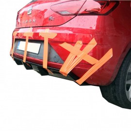 Seat Leon (2017-2019) Soldan Çift Çıkış Arka Tampon Eki - Difüzör (Plastik)